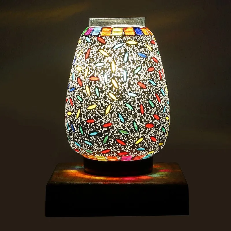 Aurvia Glass Table Lamp With Wooden Base - Multicolor media 7