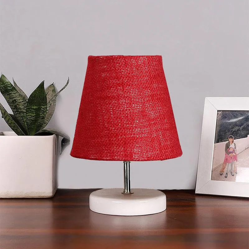 Vero Jute Table Lamp - Maroon,White media 2