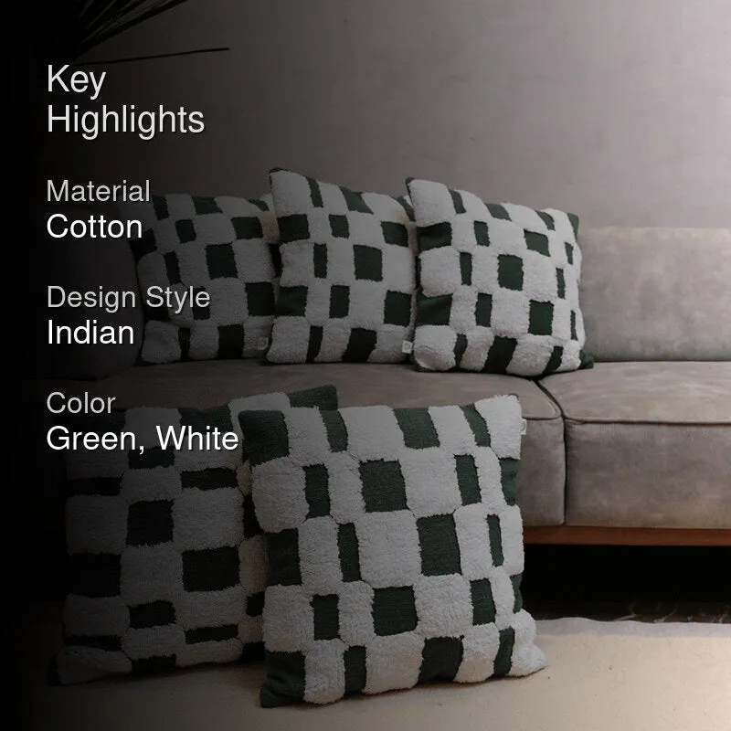Cushy Checkers Tufted Cushion Cover (Black & White) - Set Of Five media 2