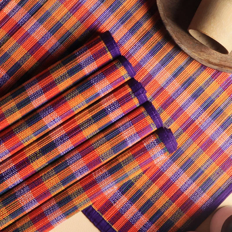 Chequered Zen Bamboo Table Mat (Purple) - Set Of Six media 4