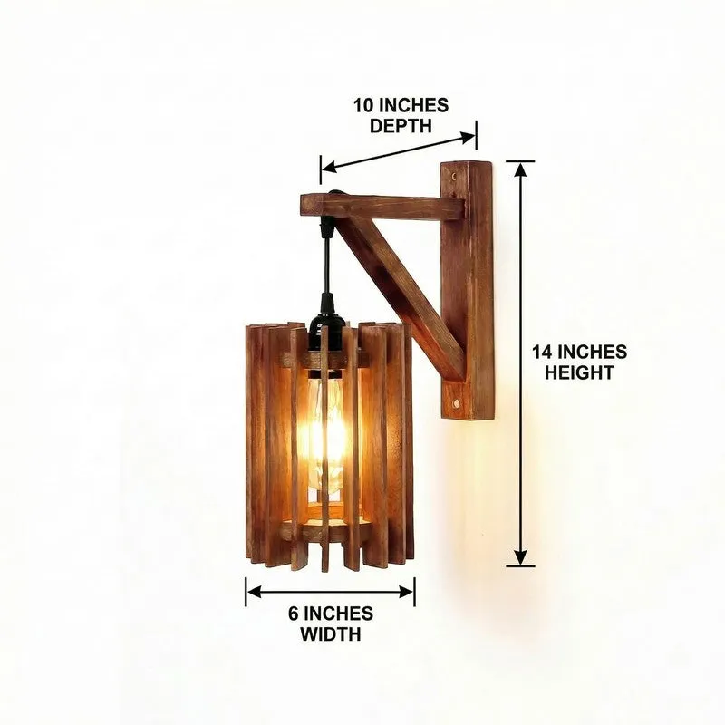 StripeCore Wooden Wall Lamp - Brown media 9