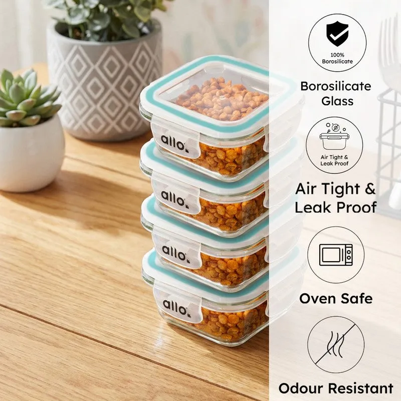 Oliva Square Glass Storage Container (320 ML Each) - Set Of Four media 1
