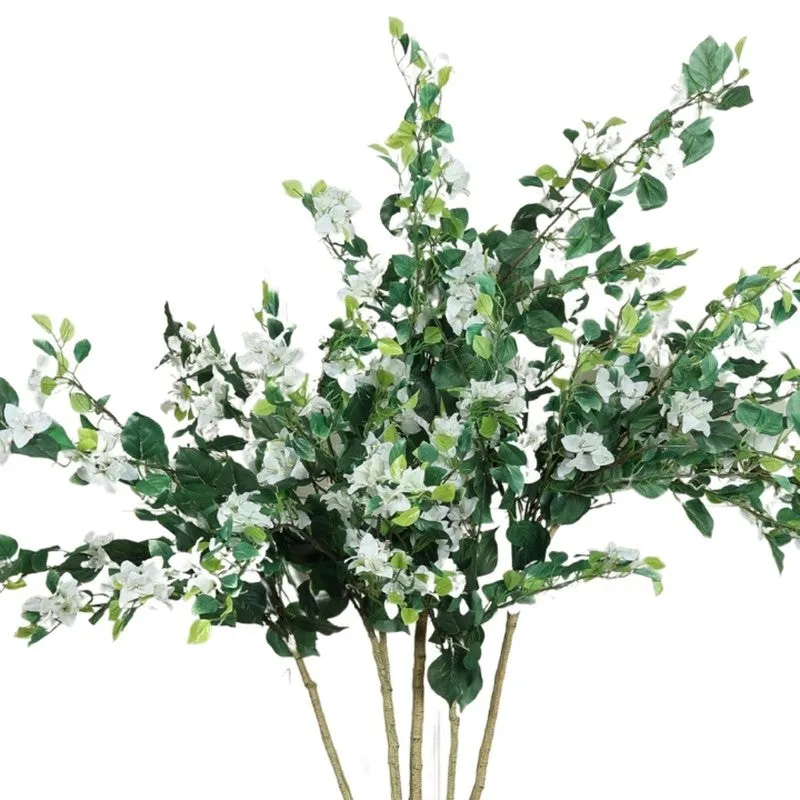 Artificial White Bougainvillea Plant With Black Fiber Pot - 6.3 Feet media 5