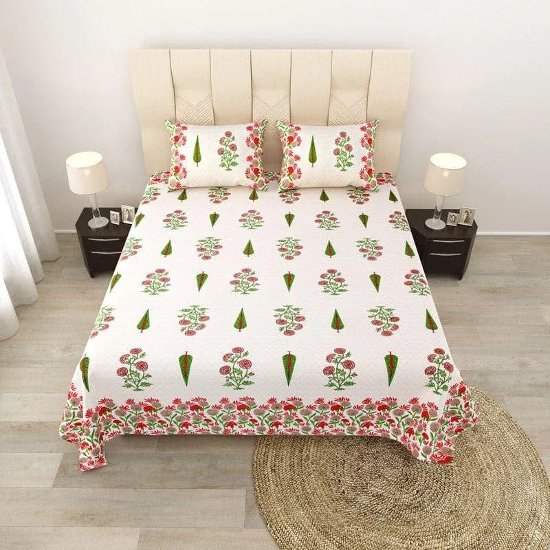 Devika Ethnic Printed Cotton Bedsheet (Pink) - 140 TC media 3