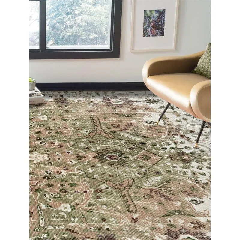 Ruba Ethnic Polyester Carpet - Olive Green media 6