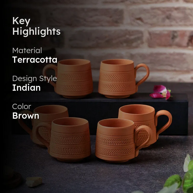 Claysip Terracotta Tea Cup (160 mL Each) -  Set of Six media 2