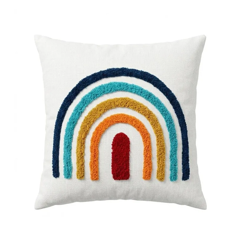 Flona Rain Bow Tufted Cotton Cushion Cover media 4