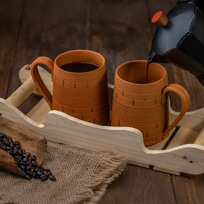 Praharsha Terracotta Coffee Mug (400 mL Each) - Set of Two media 6