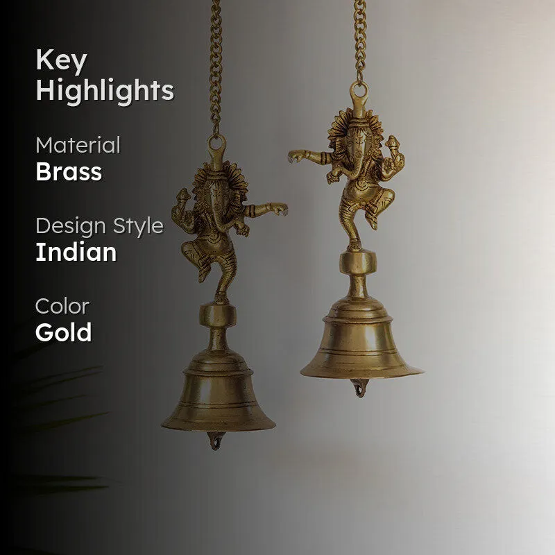 Nritya Ganapati Brass Hanging Bell - Set Of Two media 2