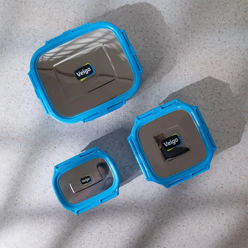Vault Microwave Safe Lunch Box Blue (575/300/150 mL) - Set Of Three media 4