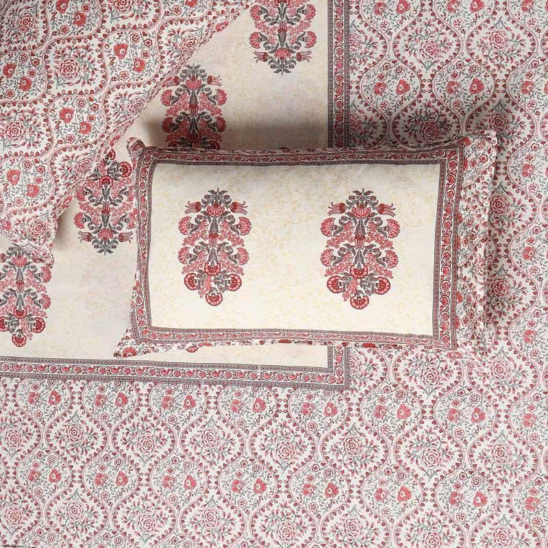Pink Zinnia Cotton Bedsheet - 144 TC media 5
