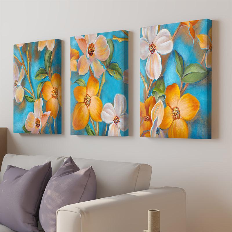 Ancano Flora Canvas Wall Painting - Set Of Three