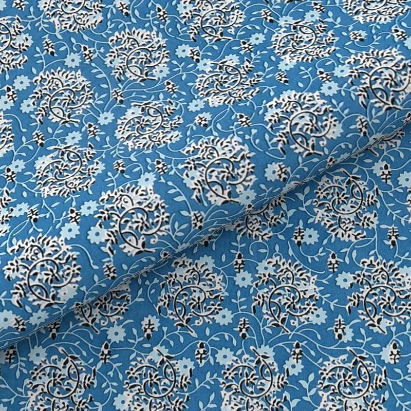 Saavika Printed Cotton Bedsheet (Blue) - 280 TC media 3