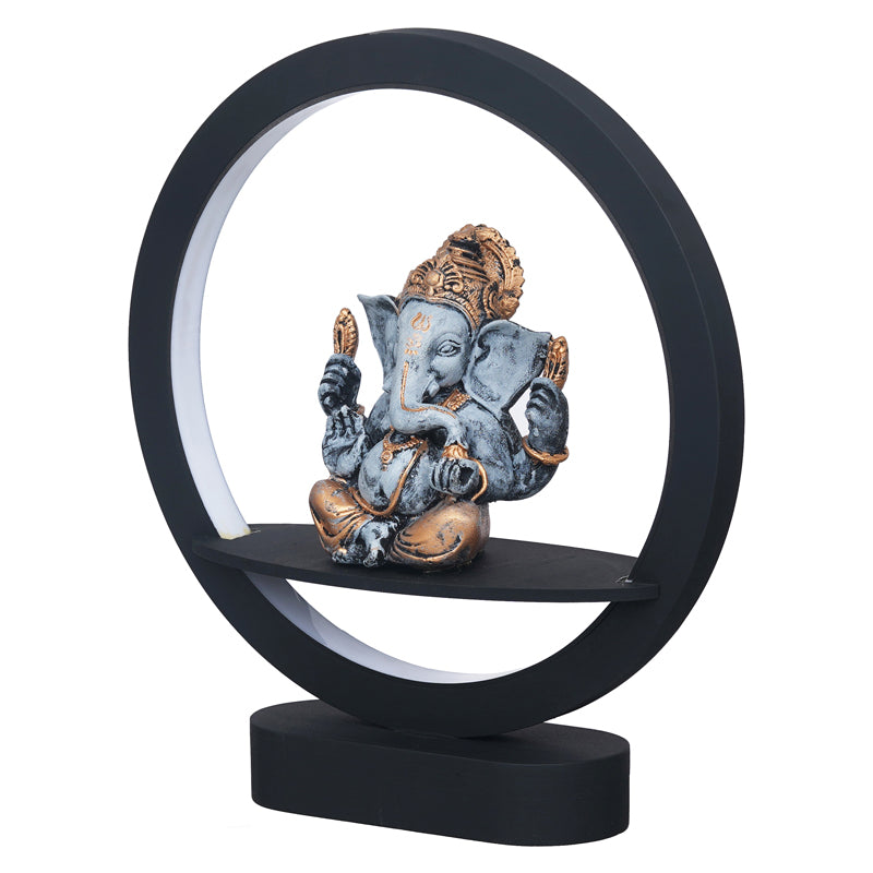 Bal Ganapati Circular LED Wooden Table Lamp - Blue media 5