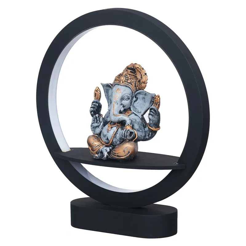 Bal Ganapati Circular LED Wooden Table Lamp - Blue media 5