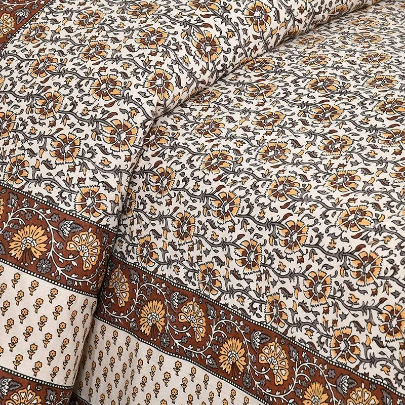 Mridula Printed Cotton Bedsheet (Beige) - 160 TC media 3
