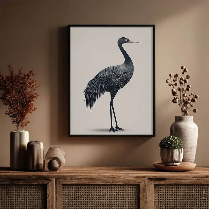 Graceful Crane Line Art Canvas Wall Painting With Black Frame media 6