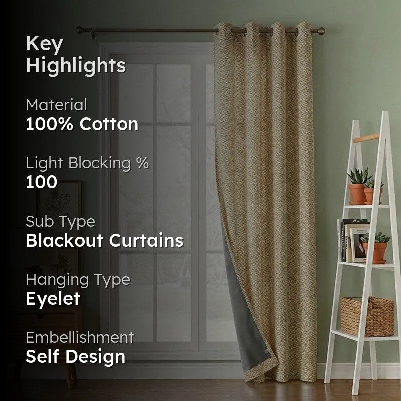 Form Ease Cotton Blackout Curtains - Beige media 2
