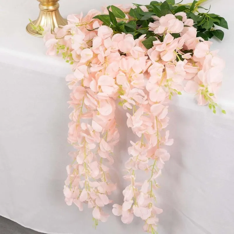 Wisteria Lizzia Silk Artificial Flower Vine - Pink media 1