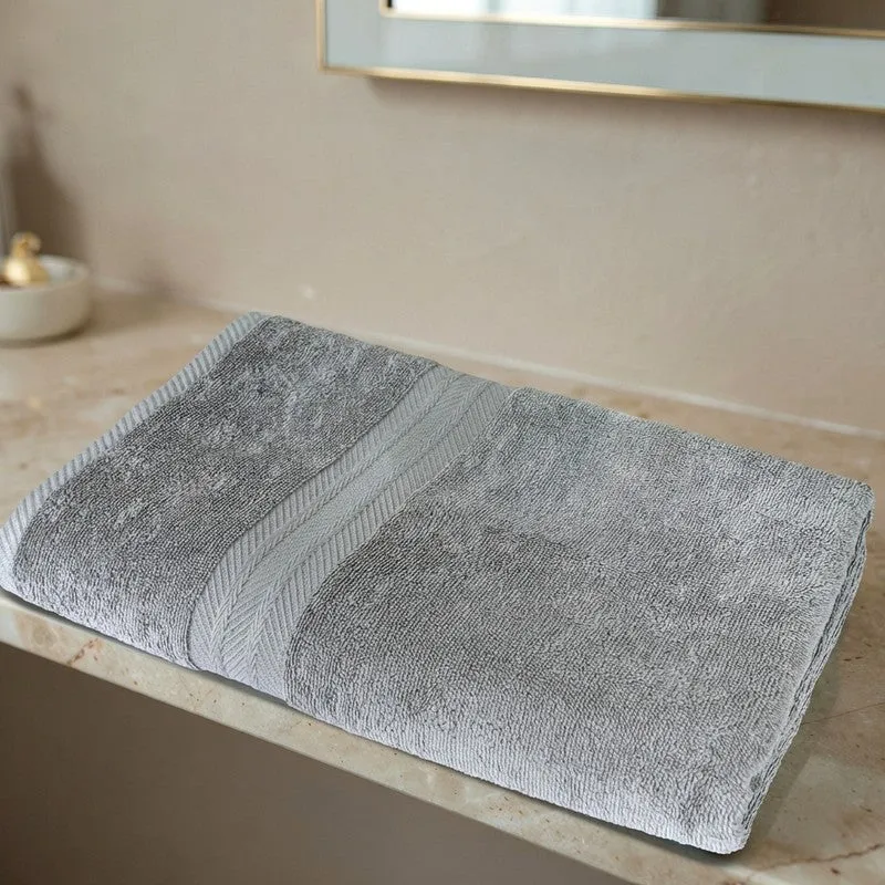 PlushAura Cotton Bath Towel (Grey) media 4