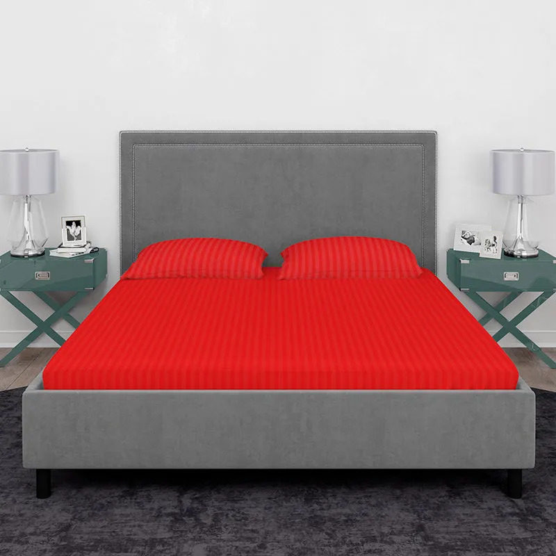 Chic Lines Geometric Cotton Bedsheet (Orange) - 210 TC media 3