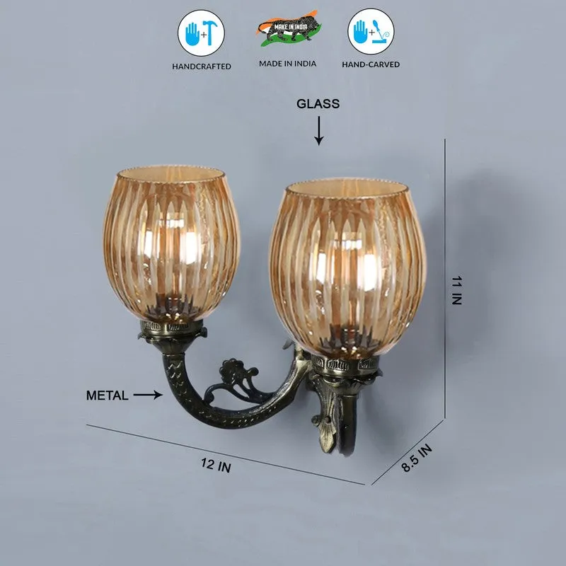 Antique Base Dual Shade Glass Wall Lamp media 7