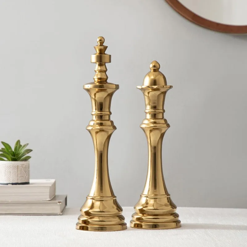 Chess Aluminum Showpiece (Gold) (Large) - Set Of Two media 1