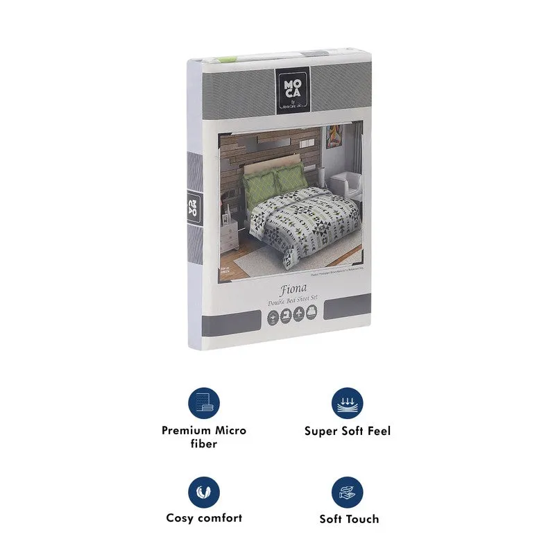 Monte Carlo Magique Angle Cotton Bedsheet (White,Green) - 104 TC media 10