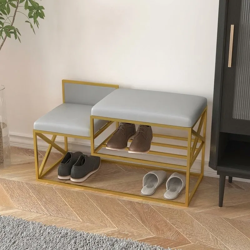 Sturdy Metal Shoe Rack - Gold,Grey media 3