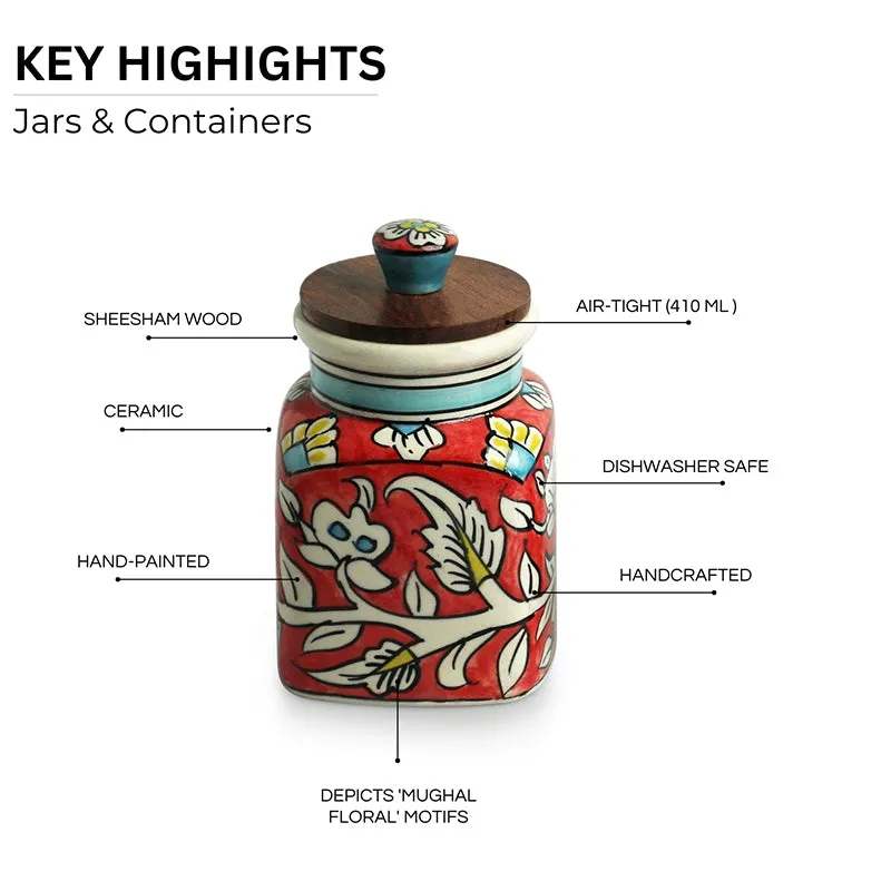 Rang-E-Gul Handpainted Ceramic Jar (410 mL Each) - Set Of Two media 4
