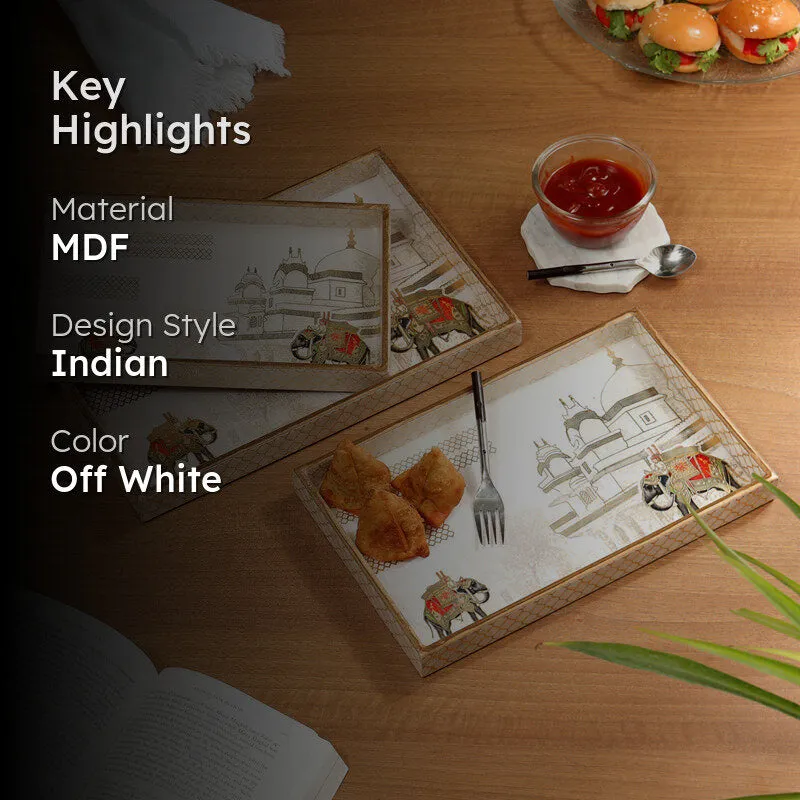 Haathi Parades Rectangle Serving Tray - Set Of Three media 2