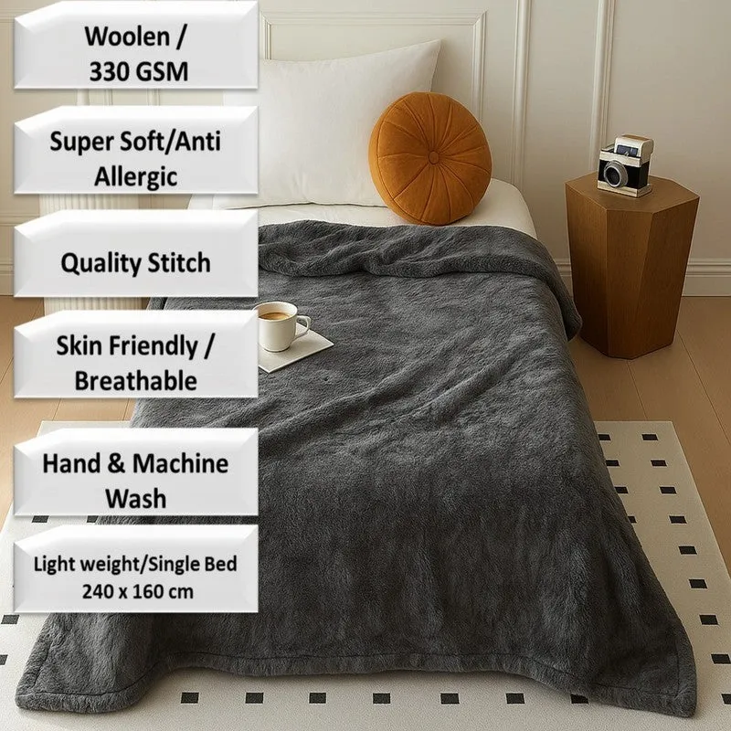 Solida Wool Blankets (Grey) - 330 GSM media 8