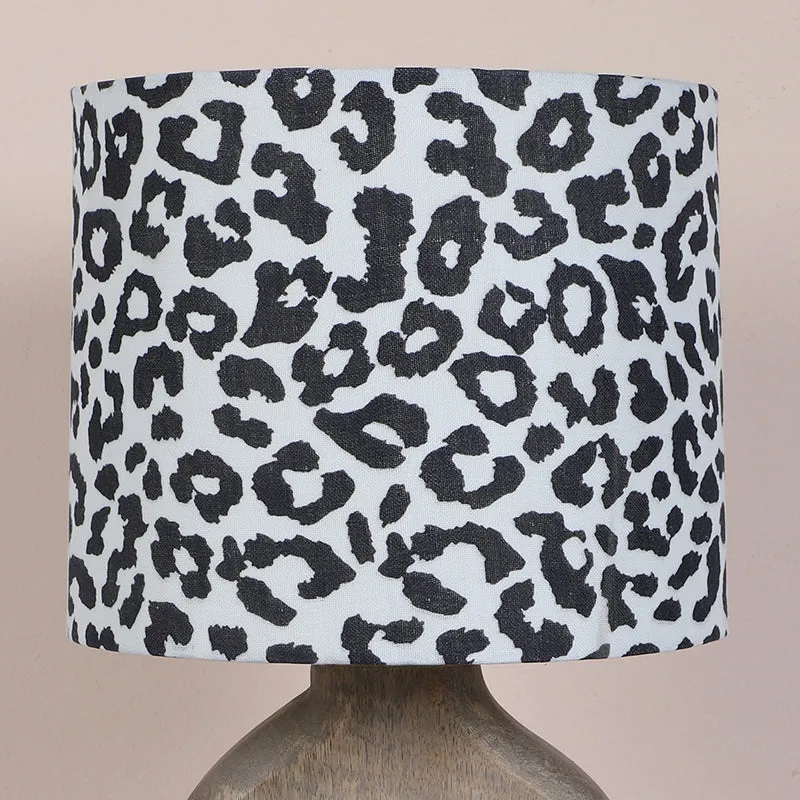 Leopard Hide Hewn Printed Mango Wood Table Lamp - Black,White media 3