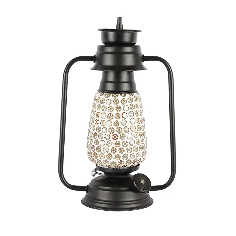 Navina Mosaic Lantern Iron Table Lamp - Black,White media 4