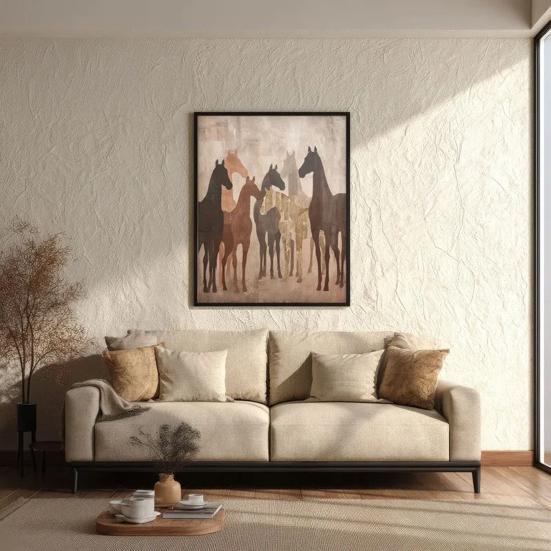 Sandy Horse Wall Painting With Black Frame media 3