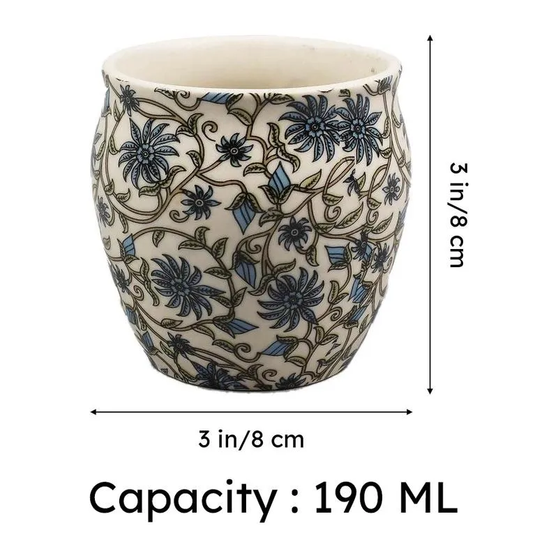 Midnight Blue Dotted Stoneware Kulhad(190 ml) - Set Of Six media 8