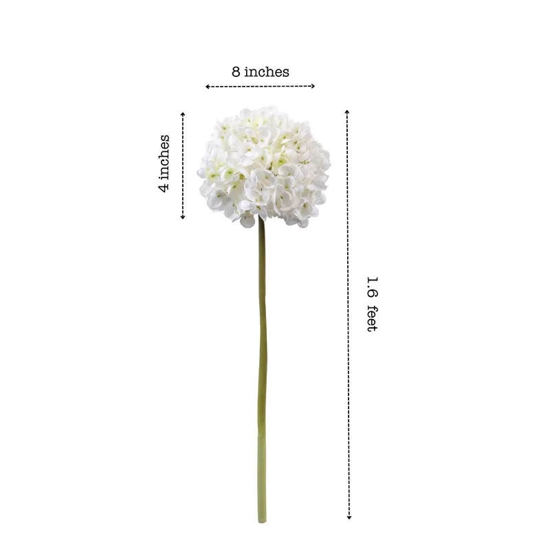 Artificial Realistic Hydrangea Flower Stick (White) - Set Of Three media 8