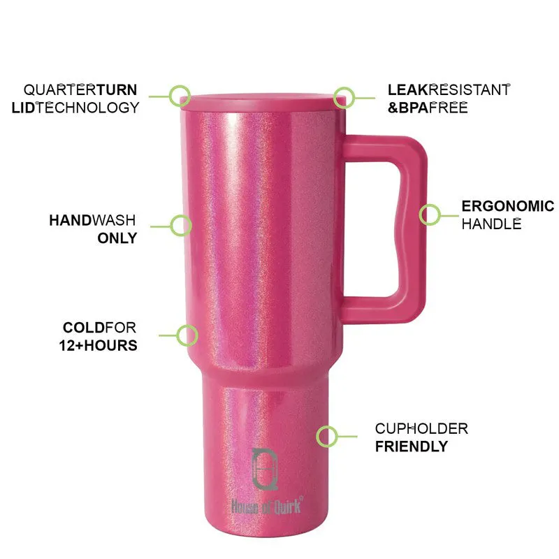 Iridescent Stainless Steel Tumbler (1200 ML) - Dark Pink media 7