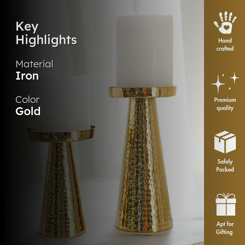 Arwen Hammered Candle Holder - Set Of Two media 2
