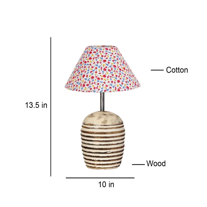 Celionis Cotton Table Lamp With Wooden Base - Multicolor media 9
