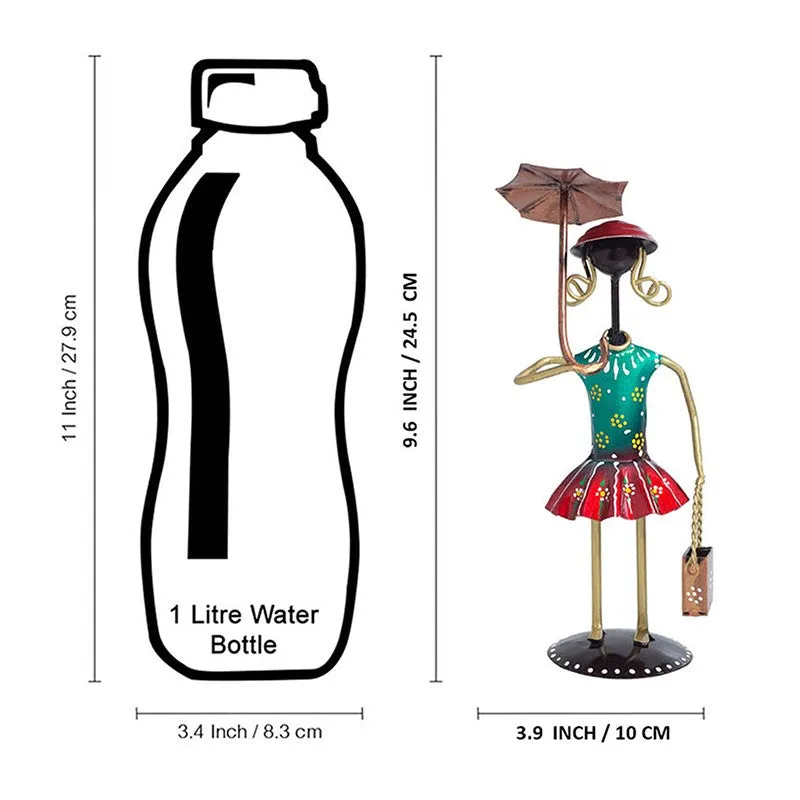 Lady With Umbrella Iron Showpiece - Green,Red media 9