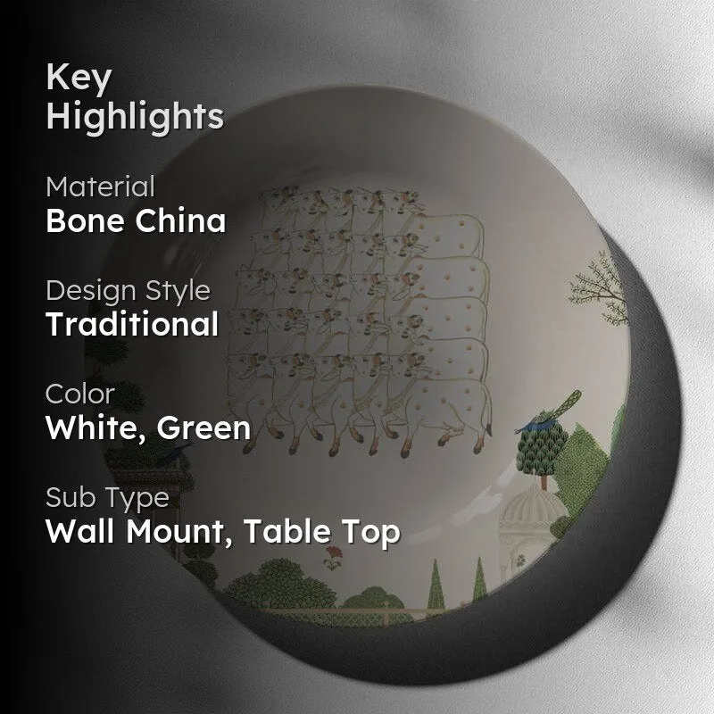 Pichwai Edit Wall Plate - White media 2