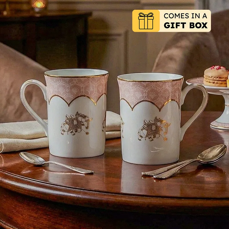 Gilded Legacy 24k Gold Brushed Porcelain Coffee Mug (300 mL Each) - Set of Two media 1