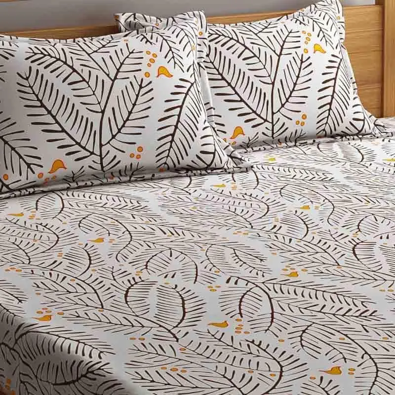 Leafy Branch Cotton Bedsheet - 210 TC media 3