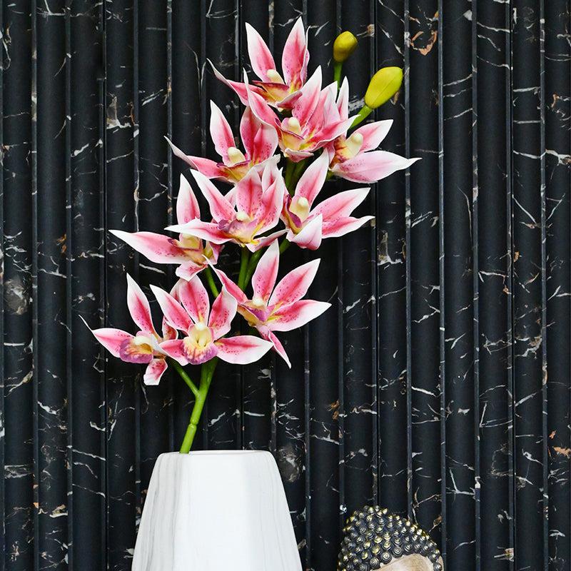 Artificial Orchid Polyester Flower Stick - Pink media 4