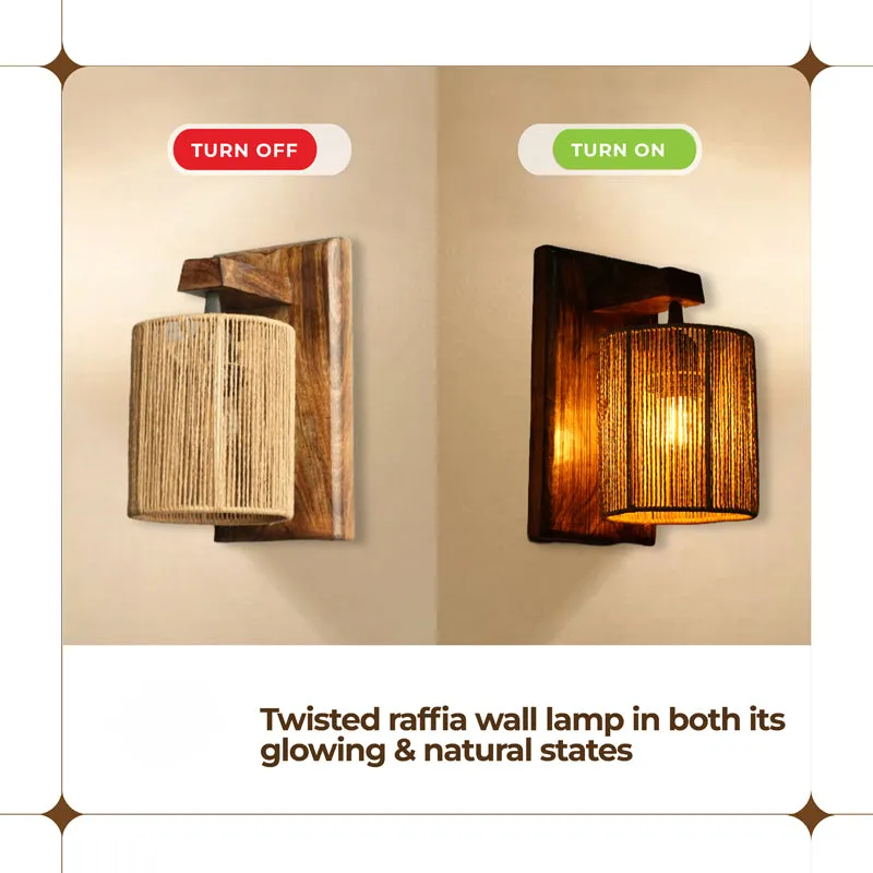 Luma Ray Rattan Wall Lamp With Mango Wood Base media 6