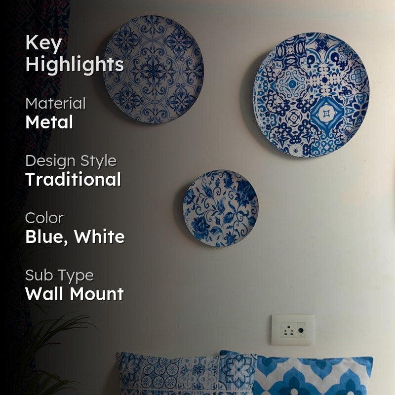 Whispers Of Blue Wall Plate - Set Of Three media 2