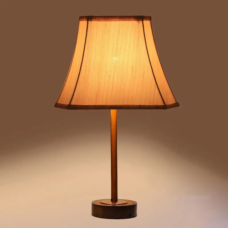 Ceylon Rodin Wooden Table Lamp - OffWhite,Copper,Brown media 6