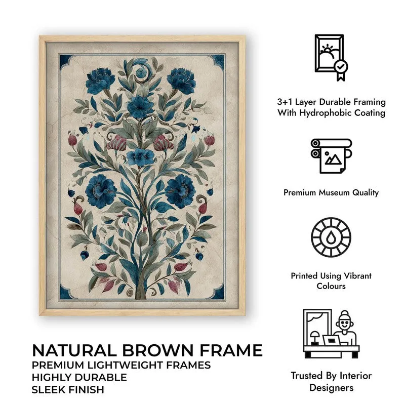 Floral Folk Art Canvas Wall Painting With Brown Frame media 11