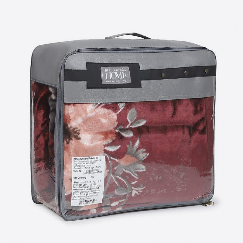 Monte Carlo Velvet Blossom Blanket (Red,Orange) - 947 GSM media 7